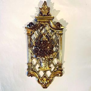 Vintage Dart Industries Wall Hanging Floral 1971 Decor Gold USA